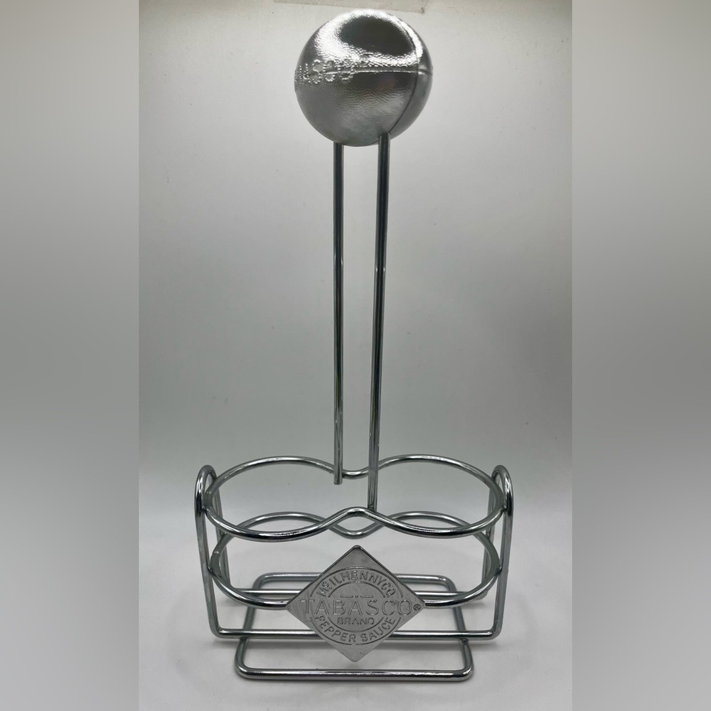 Tabasco Brand Condiment Caddy Football Theme Chrome Finish